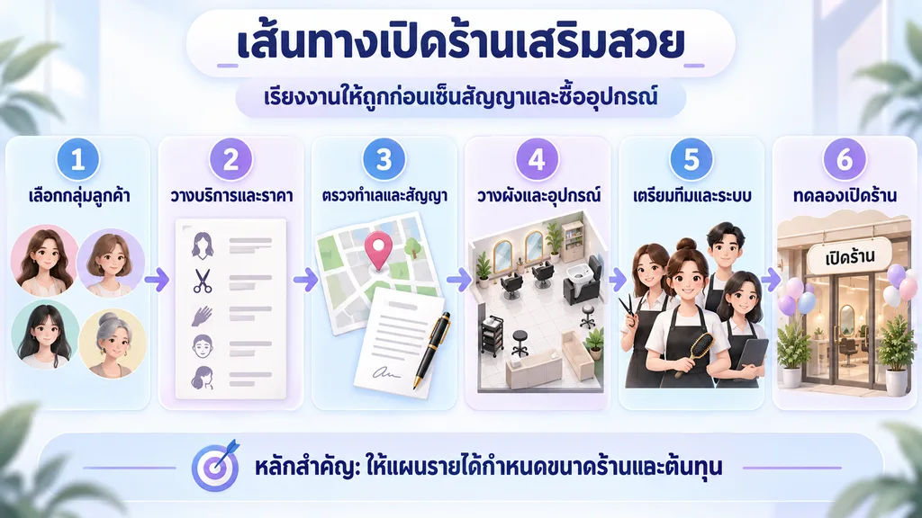 ขั้นตอนเปิดร้านเสริมสวยตั้งแต่กำหนดลูกค้าถึงทดลองเปิดร้าน