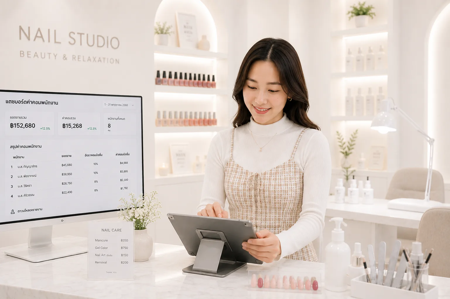 แดชบอร์ดค่าคอมพนักงาน Ease POS