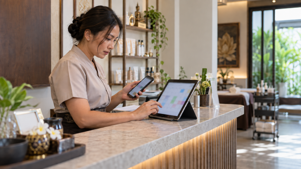 เจ้าของร้านบริการตรวจคิวว่างและข้อความยืนยันนัดของลูกค้า